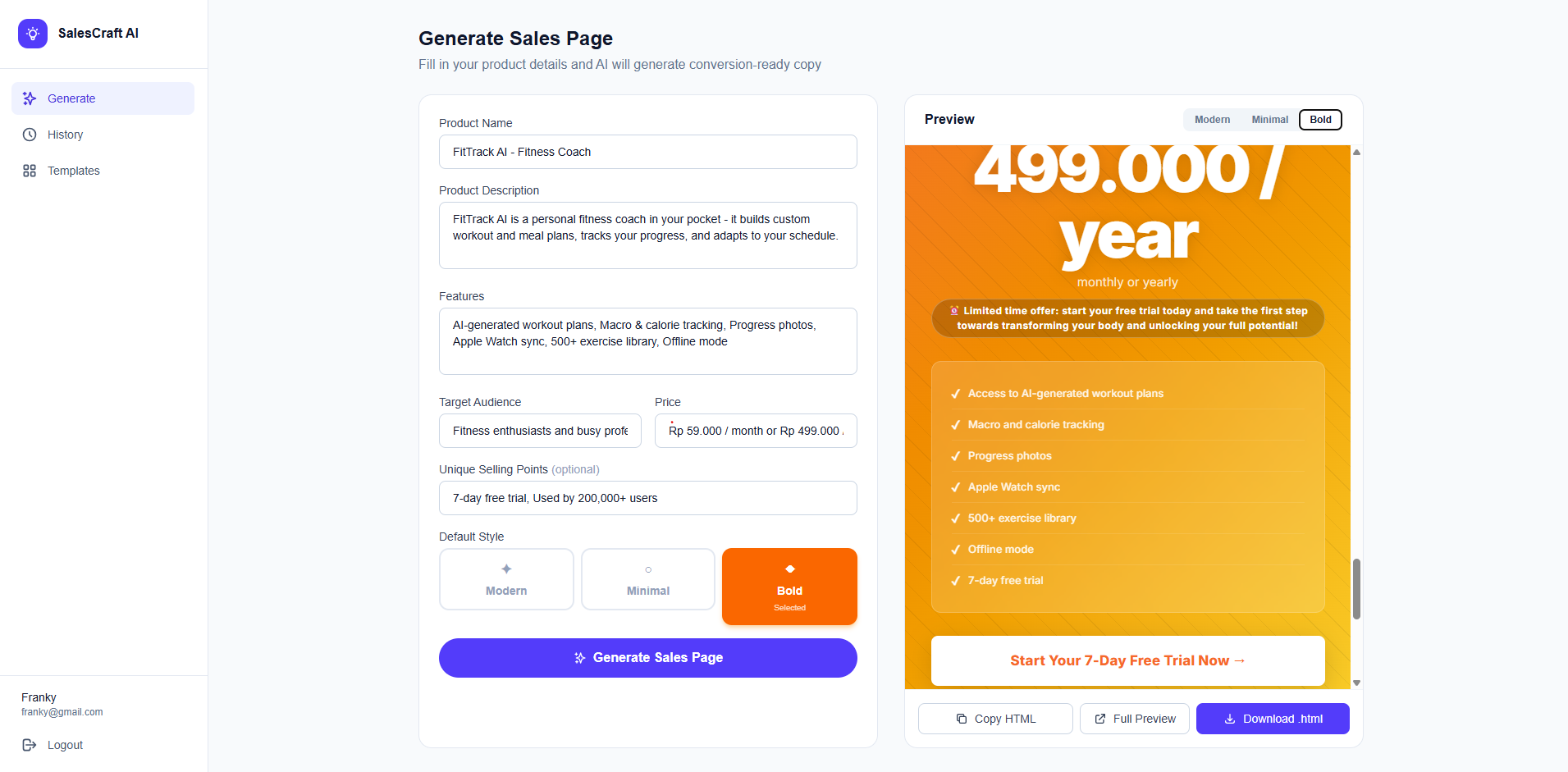 AI Sales Craft Platform Preview