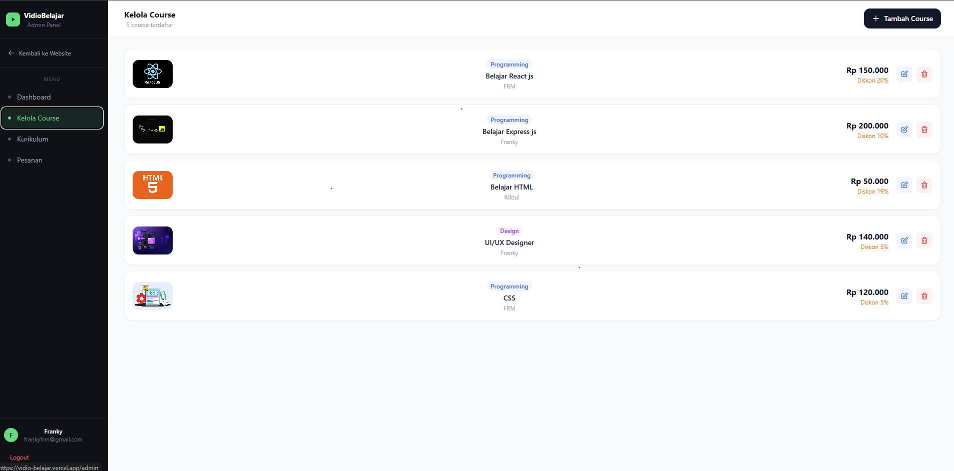 Vidio Belajar Platform Preview